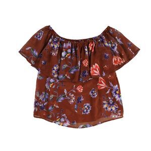 bar III Womens Off-The-Shoulder Knit Blouse, Brown, XS, DM